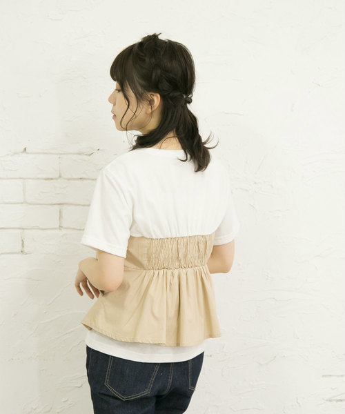 OLIVE des OLIVE（オリーブデオリーブ）の「[ZOZO限定!] ビスチェドッキングTシャツ（Tシャツ/カットソー・レディース・ブラック/ベージュ/ネイビー・FREE）」の17枚目の写真