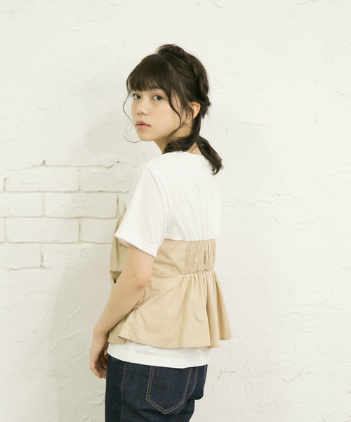 OLIVE des OLIVE（オリーブデオリーブ）の「[ZOZO限定!] ビスチェドッキングTシャツ（Tシャツ/カットソー・レディース・ブラック/ベージュ/ネイビー・FREE）」の18枚目の写真