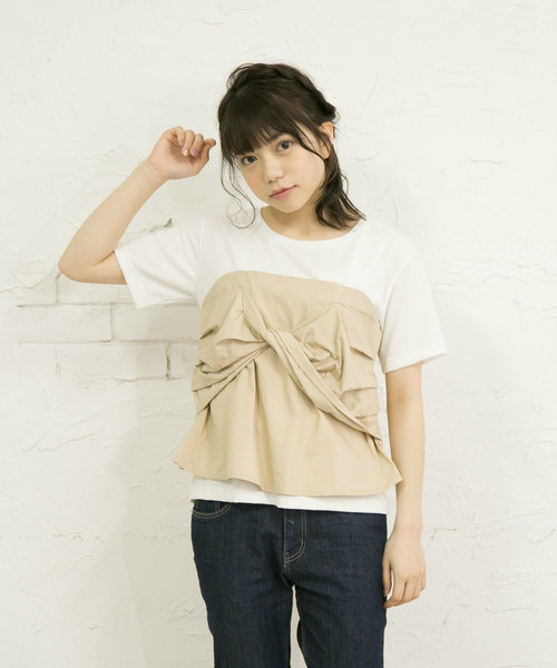 OLIVE des OLIVE（オリーブデオリーブ）の「[ZOZO限定!] ビスチェドッキングTシャツ（Tシャツ/カットソー・レディース・ブラック/ベージュ/ネイビー・FREE）」の21枚目の写真