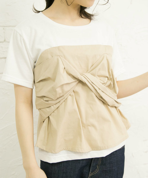 OLIVE des OLIVE（オリーブデオリーブ）の「[ZOZO限定!] ビスチェドッキングTシャツ（Tシャツ/カットソー・レディース・ブラック/ベージュ/ネイビー・FREE）」の22枚目の写真