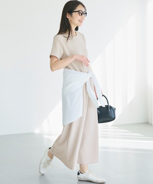 エンボス加工半袖マキシワンピース（ワンピース）｜coca（coca）（コカ