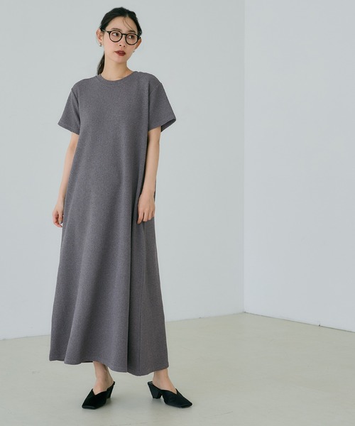 エンボス加工半袖マキシワンピース（ワンピース）｜coca（coca）（コカ