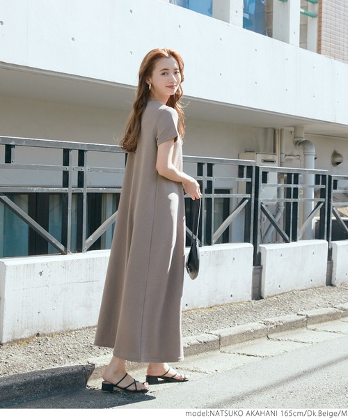 ＼＼新色登場／／エンボス加工半袖マキシワンピース