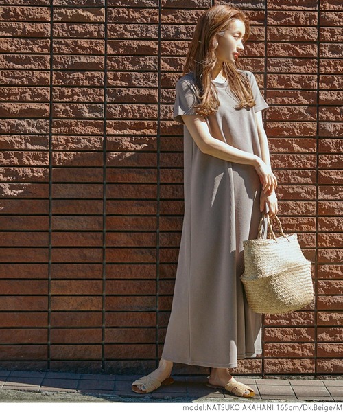 ＼＼新色登場／／エンボス加工半袖マキシワンピース