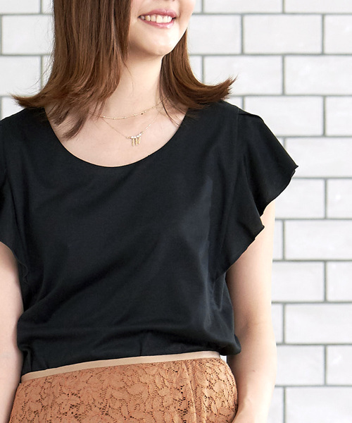 le.coeur blanc（ルクールブラン）の「ペタルスリーブカットソー（Tシャツ/カットソー・レディース・ブラック/パープル/オフホワイト/カーキオリーブ/キャメル・38）」の3枚目の写真