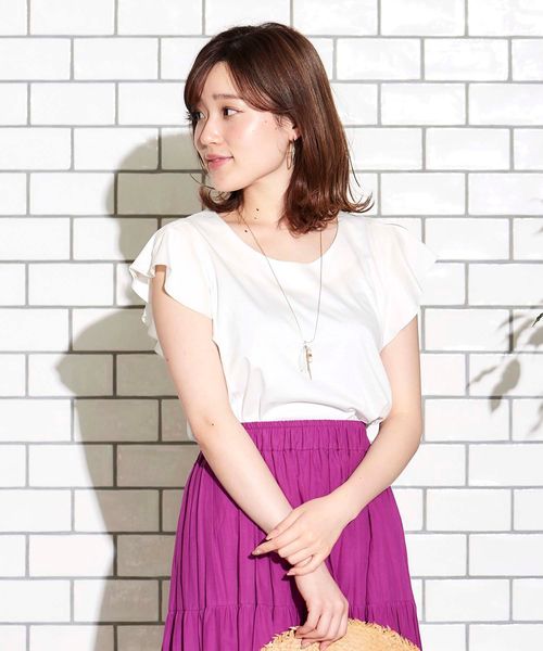 le.coeur blanc（ルクールブラン）の「ペタルスリーブカットソー（Tシャツ/カットソー・レディース・ブラック/パープル/オフホワイト/カーキオリーブ/キャメル・38）」の12枚目の写真