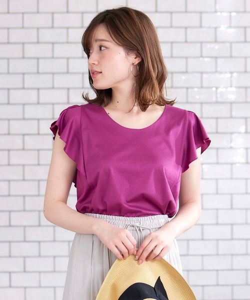 le.coeur blanc（ルクールブラン）の「ペタルスリーブカットソー（Tシャツ/カットソー・レディース・ブラック/パープル/オフホワイト/カーキオリーブ/キャメル・38）」の17枚目の写真