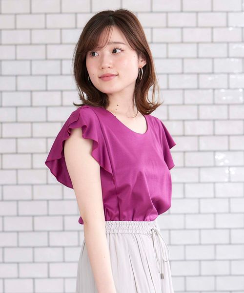 le.coeur blanc（ルクールブラン）の「ペタルスリーブカットソー（Tシャツ/カットソー・レディース・ブラック/パープル/オフホワイト/カーキオリーブ/キャメル・38）」の19枚目の写真