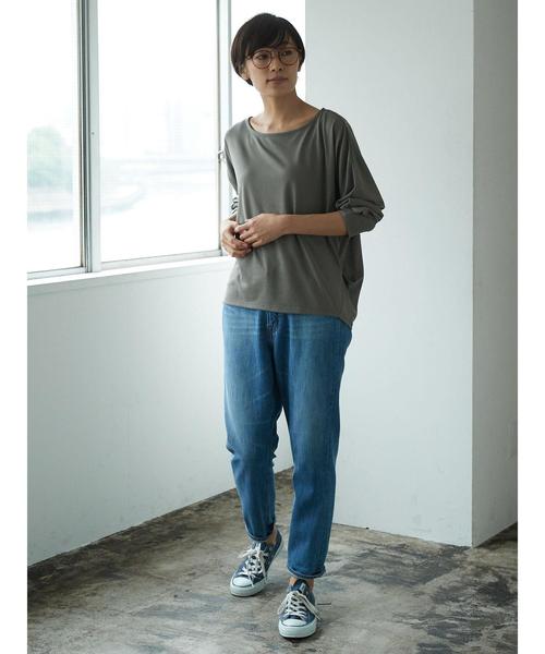 AMERICAN HOLIC（アメリカンホリック）の「・ドルマン脇タックカットプルオーバー（Tシャツ/カットソー・レディース・オフホワイト/カーキ/ブラック/ネイビー・FREE）」の12枚目の写真