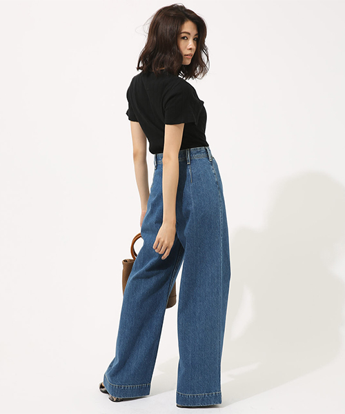 AZUL by moussy（アズールバイマウジー）の「ダーツワイドデニム（デニムパンツ・レディース・ワンウォッシュ/ブルー・MEDIUM/LARGE/X-SMALL/SMALL）」の13枚目の写真