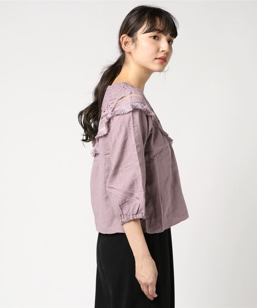 flower（フラワー）の「ゾーイレースブラウス（Tシャツ/カットソー・レディース・ブラック/マスタード/ピンクベージュ・FREE）」の4枚目の写真