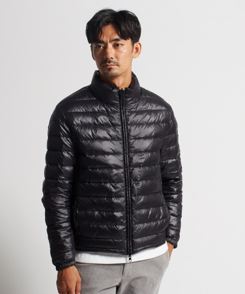 DESIGNWORKS（デザインワークス）の「メリノウールボーダーニット ＋ インナーダウン付き（カーディガン/ボレロ・メンズ・ダークネイビー・S/M/L）」の3枚目の写真