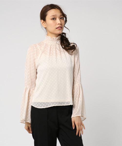 archives（アルシーヴ）の「ハイネックドビーブラウス（シャツ/ブラウス・レディース・ブラック/オフホワイト/アイボリー・MEDIUM）」の2枚目の写真