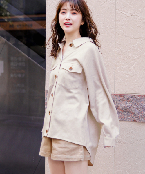 Heather（ヘザー）の「メランジＢＩＧシャツ　 830713（シャツ/ブラウス・レディース・ホワイト/ベージュ/ピンク・FREE）」の2枚目の写真