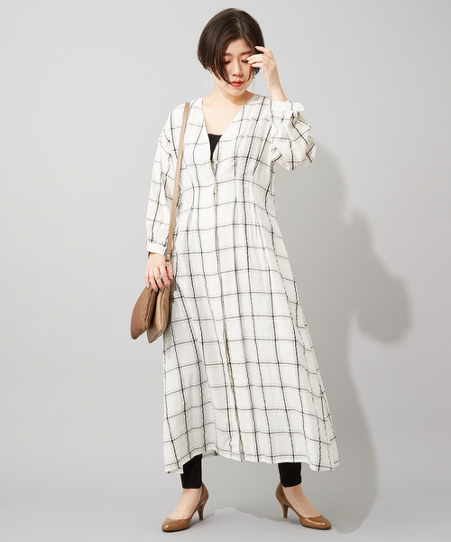 チェック柄シャツワンピース チェック柄シャツワンピース