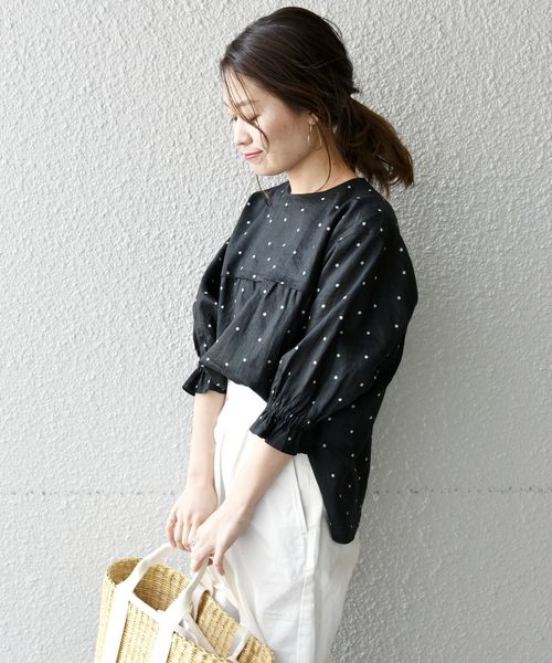 liflattie ships（リフラティ シップス）の「liflattie ships:リネンドットシャーリング7/Sブラウス◇（シャツ/ブラウス・レディース・ブラック・SMALL/MEDIUM）」の2枚目の写真