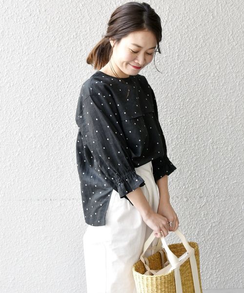liflattie ships（リフラティ シップス）の「liflattie ships:リネンドットシャーリング7/Sブラウス◇（シャツ/ブラウス・レディース・ブラック・SMALL/MEDIUM）」の8枚目の写真