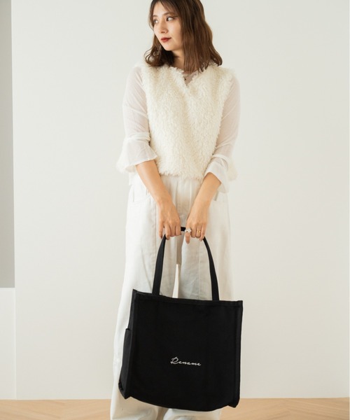 Rename 帆布 スクエア BOX ビッグ トートバッグ A4収納可能（トート