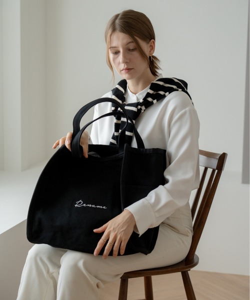 Rename 帆布 スクエア BOX ビッグ トートバッグ A4収納可能（トート