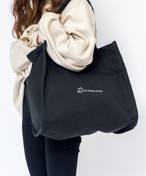 DEVICE（デバイス）の「Rename 帆布 スクエア BOX  ビッグ トートバッグ  A4収納可能（トートバッグ・レディース・ブラック/ナチュラル/アイボリー系1/ブラック系その他・FREE）」の13枚目の写真