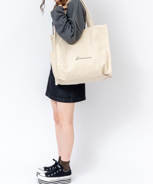 DEVICE（デバイス）の「Rename 帆布 スクエア BOX  ビッグ トートバッグ  A4収納可能（トートバッグ・レディース・ブラック/ナチュラル/アイボリー系1/ブラック系その他・FREE）」の8枚目の写真