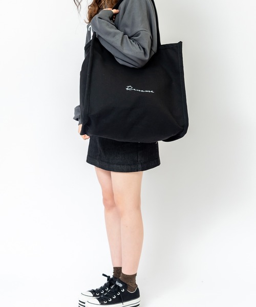 DEVICE（デバイス）の「Rename 帆布 スクエア BOX  ビッグ トートバッグ  A4収納可能（トートバッグ・レディース・ブラック/ナチュラル/アイボリー系1/ブラック系その他・FREE）」の9枚目の写真