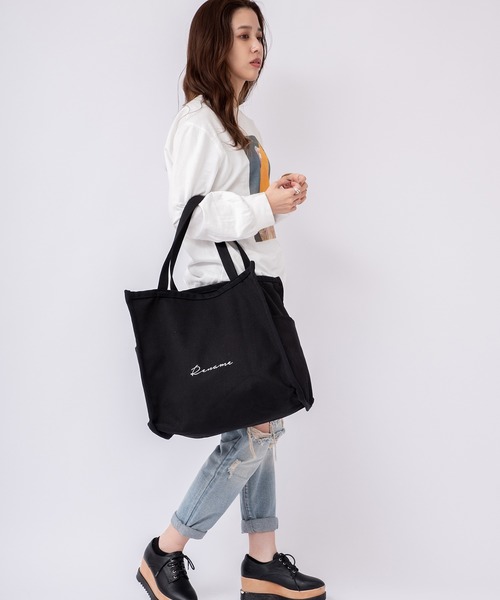 DEVICE（デバイス）の「Rename 帆布 スクエア BOX  ビッグ トートバッグ  A4収納可能（トートバッグ・レディース・ブラック/ナチュラル/アイボリー系1/ブラック系その他・FREE）」の14枚目の写真