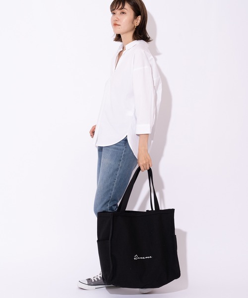 DEVICE（デバイス）の「Rename 帆布 スクエア BOX  ビッグ トートバッグ  A4収納可能（トートバッグ・レディース・ブラック/ナチュラル/アイボリー系1/ブラック系その他・FREE）」の19枚目の写真