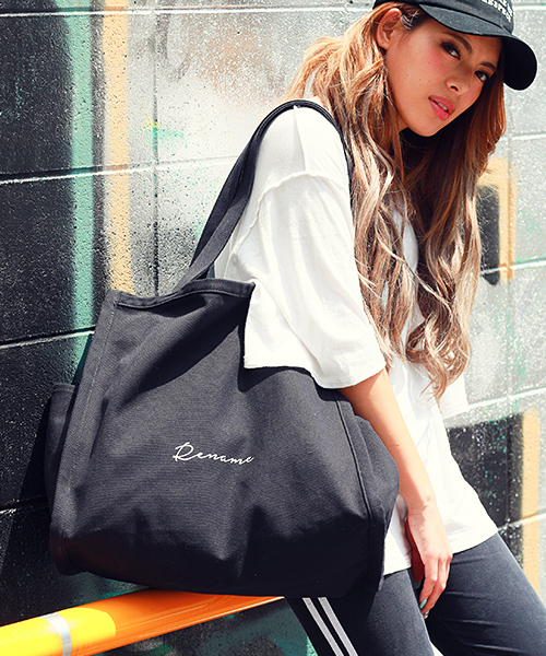 DEVICE（デバイス）の「Rename 帆布 スクエア BOX  ビッグ トートバッグ  A4収納可能（トートバッグ・レディース・ブラック/ナチュラル/アイボリー系1/ブラック系その他・FREE）」の22枚目の写真