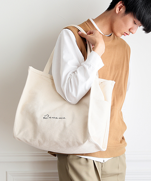 DEVICE（デバイス）の「Rename 帆布 スクエア BOX  ビッグ トートバッグ  A4収納可能（トートバッグ・レディース・ブラック/ナチュラル/アイボリー系1/ブラック系その他・FREE）」の21枚目の写真