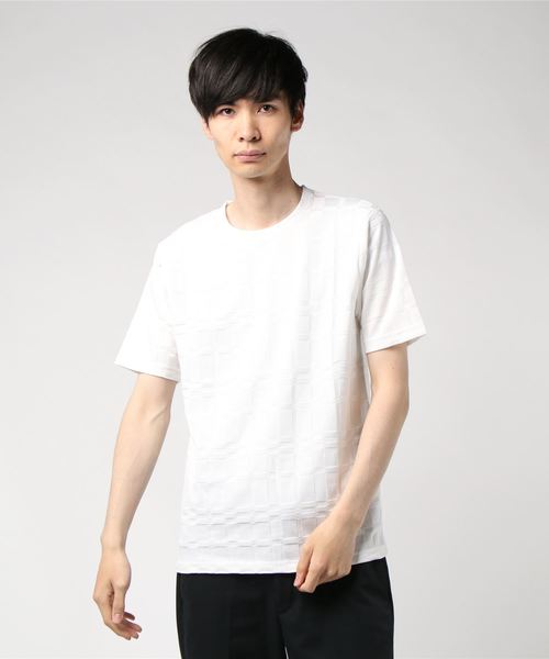 GGD(ジージーディー)の「日本製リンクスジャカードクルー(Tシャツ/カットソー・メンズ・ホワイト/ブラック/グレー・46/48)」の15枚目の写真