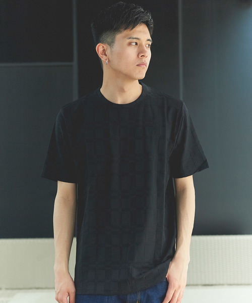 GGD(ジージーディー)の「日本製リンクスジャカードクルー(Tシャツ/カットソー・メンズ・ホワイト/ブラック/グレー・46/48)」の11枚目の写真