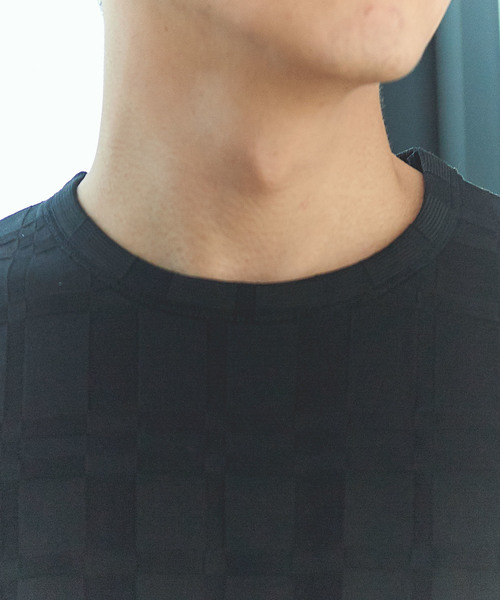 GGD(ジージーディー)の「日本製リンクスジャカードクルー(Tシャツ/カットソー・メンズ・ホワイト/ブラック/グレー・46/48)」の9枚目の写真
