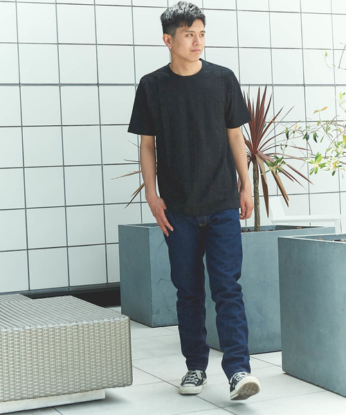 GGD(ジージーディー)の「日本製リンクスジャカードクルー(Tシャツ/カットソー・メンズ・ホワイト/ブラック/グレー・46/48)」の14枚目の写真