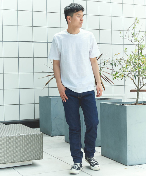 GGD(ジージーディー)の「日本製リンクスジャカードクルー(Tシャツ/カットソー・メンズ・ホワイト/ブラック/グレー・46/48)」の12枚目の写真