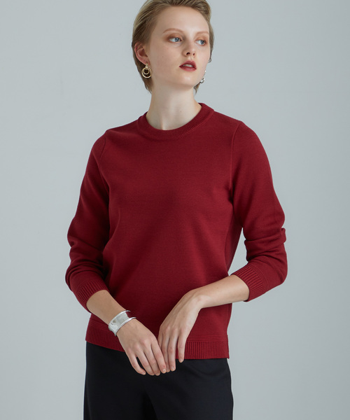 WRAPINKNOT(ラッピンノット)の「【WRAPINKNOT】新奇跡のクルーネックニット(ニット/セーター・レディース・ネイビー/レッド/オフホワイト/ピンク/ベージュ・0/1)」の5枚目の写真