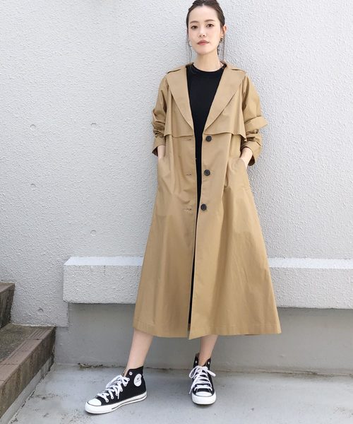 HERENCIA(ヘレンチア)の「セパレート風トレンチコート(トレンチコート・レディース・ブラック/ベージュ/ブルー・MEDIUM)」の7枚目の写真