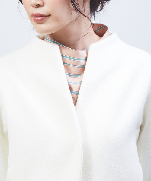 qualite（カリテ）の「【昨年も大ヒット】ショートビーバーコート（トレンチコート・レディース・オフホワイト/ピンク/グレイッシュベージュ/ブラック/ベージュ・36/38）」の12枚目の写真