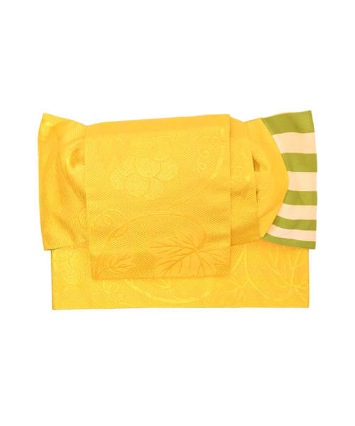 角出し風タイプ 結び帯単品「黄色 花菱」 京都きもの町