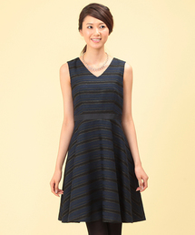 Demi-Luxe BEAMS | Demi-Luxe BEAMS / ラメボーダーフレアワンピース(ワンピース)