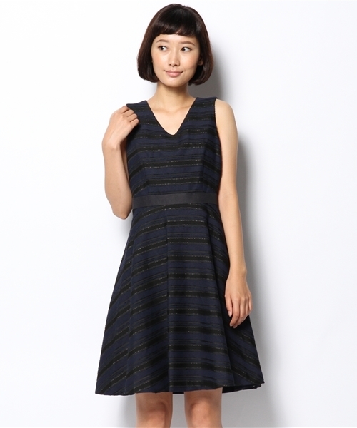 Demi-Luxe BEAMS（デミルクス ビームス）の「Demi-Luxe BEAMS / ラメボーダーフレアワンピース（ワンピース・レディース・ブラック/ネイビー・36/38）」の12枚目の写真
