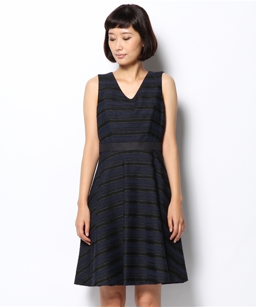 Demi-Luxe BEAMS（デミルクス ビームス）の「Demi-Luxe BEAMS / ラメボーダーフレアワンピース（ワンピース・レディース・ブラック/ネイビー・36/38）」の8枚目の写真