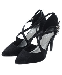 クロスベルトレースパンプス 結婚式  フォーマル オケージョン 同窓会