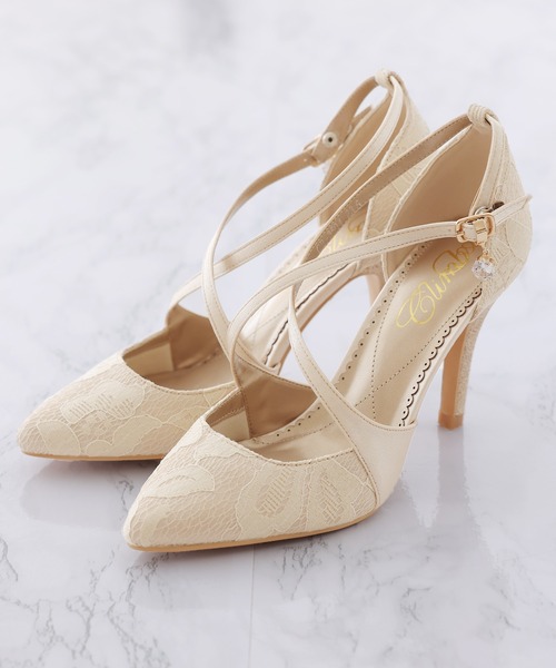 PourVous（プールヴー）の「クロスベルトレースパンプス 結婚式  フォーマル オケージョン 同窓会（パンプス・レディース・ベージュ/ブラック/シルバー・23.0cm/23.5cm/24.0cm/24.5cm/22.5cm/22.0cm）」の4枚目の写真