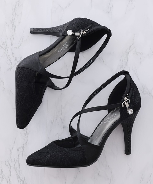 PourVous（プールヴー）の「クロスベルトレースパンプス 結婚式  フォーマル オケージョン 同窓会（パンプス・レディース・ベージュ/ブラック/シルバー・23.0cm/23.5cm/24.0cm/24.5cm/22.5cm/22.0cm）」の5枚目の写真