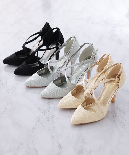 PourVous（プールヴー）の「クロスベルトレースパンプス 結婚式  フォーマル オケージョン 同窓会（パンプス・レディース・ベージュ/ブラック/シルバー・23.0cm/23.5cm/24.0cm/24.5cm/22.5cm/22.0cm）」の8枚目の写真