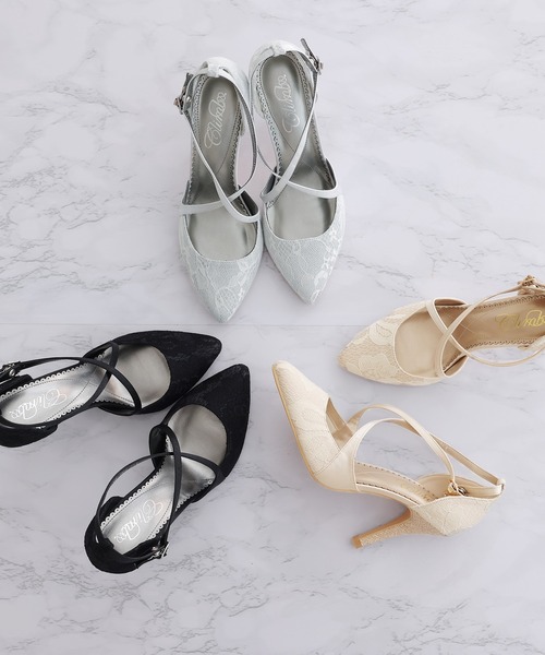 PourVous（プールヴー）の「クロスベルトレースパンプス 結婚式  フォーマル オケージョン 同窓会（パンプス・レディース・ベージュ/ブラック/シルバー・23.0cm/23.5cm/24.0cm/24.5cm/22.5cm/22.0cm）」の9枚目の写真