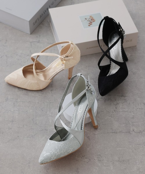 PourVous（プールヴー）の「クロスベルトレースパンプス 結婚式  フォーマル オケージョン 同窓会（パンプス・レディース・ベージュ/ブラック/シルバー・23.0cm/23.5cm/24.0cm/24.5cm/22.5cm/22.0cm）」の10枚目の写真