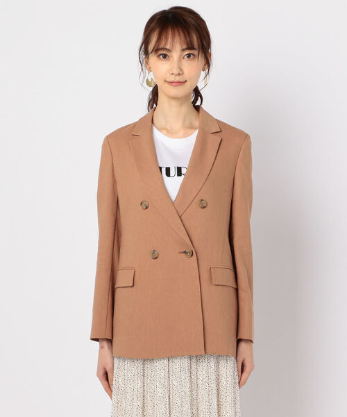 ノーリーズ 麻混ダブルジャケット セール】麻混ドライツイルダブルジャケット（テーラードジャケット