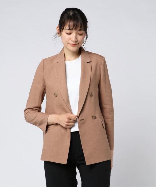 セール】麻混ドライツイルダブルジャケット（テーラードジャケット